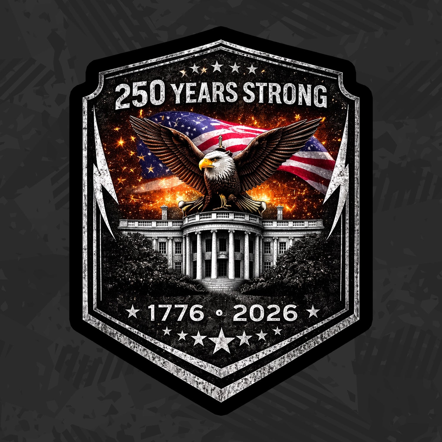 250 Year Strong White House - USA 250 Sticker